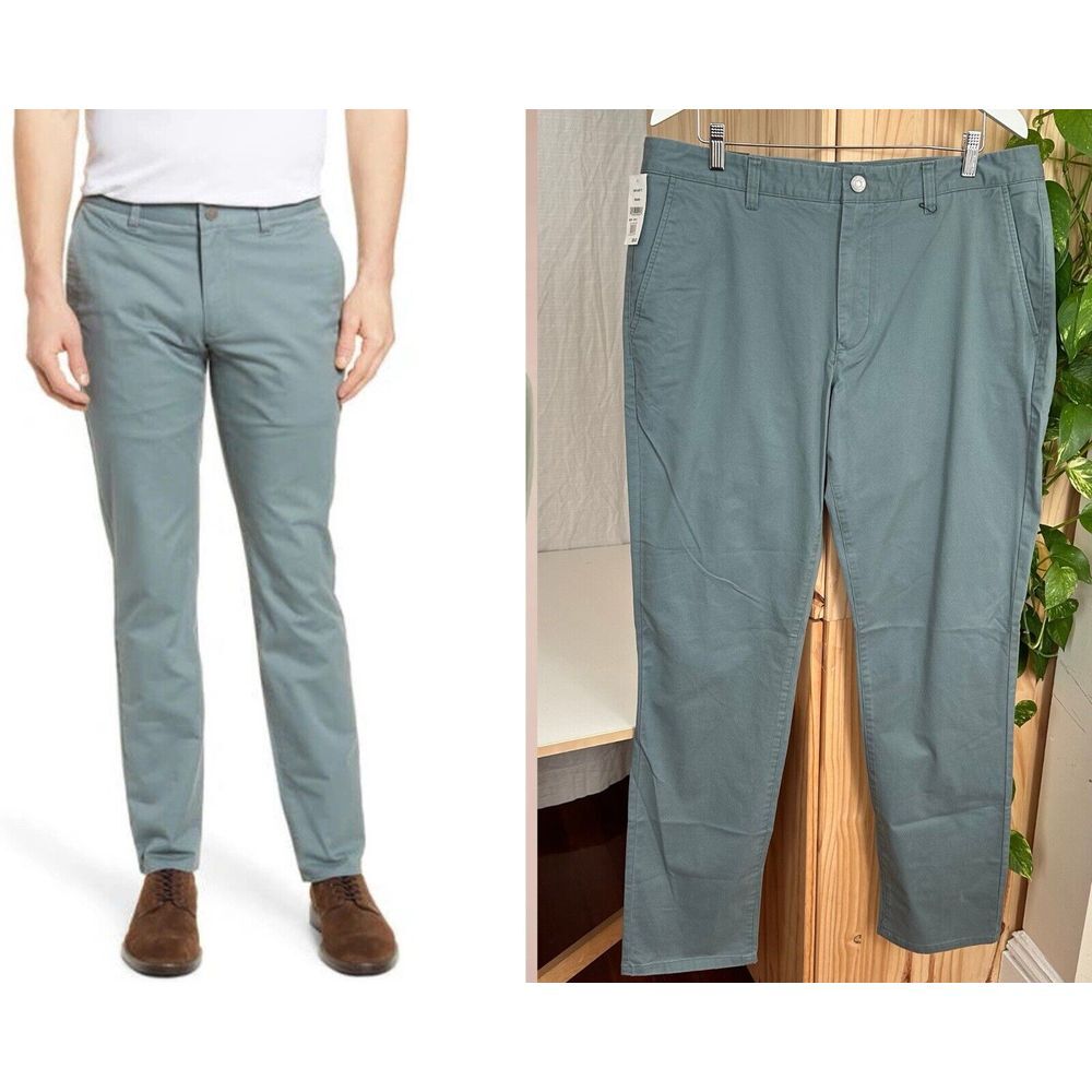 NWT‎ Bonobos Stretch Washed Chinos Nopales 36x34 Greenish Gray Slim Fit $98